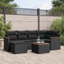Set de comedor de jardín 7 pzas y cojines ratán sintético negro de , Conjuntos de jardín - Ref: Foro24-3258583, Precio: 460,8...
