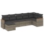 Set de sofás de jardín 7 piezas con cojines ratán PE gris de , Conjuntos de jardín - Ref: Foro24-3258595, Precio: 438,67 €, D...