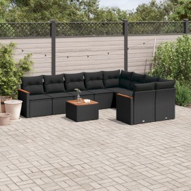 Set de sofás de jardín 10 pzas cojines ratán sintético negro de , Conjuntos de jardín - Ref: Foro24-3258709, Precio: 661,54 €...