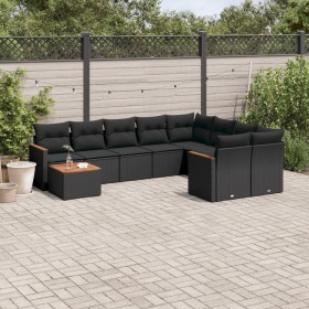 Set de sofás de jardín 10 pzas cojines ratán sintético negro de , Conjuntos de jardín - Ref: Foro24-3258716, Precio: 661,54 €...