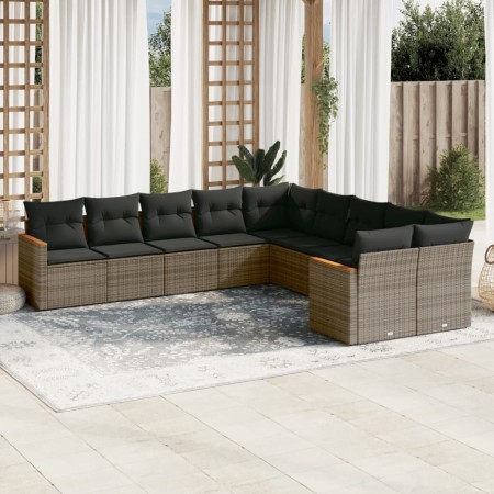 Set de sofás de jardín 10 pzas con cojines ratán sintético gris de , Conjuntos de jardín - Ref: Foro24-3258756, Precio: 582,5...