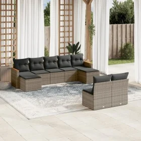 Set de muebles de jardín 9 pzas y cojines ratán sintético gris de , Conjuntos de jardín - Ref: Foro24-3258777, Precio: 504,93...