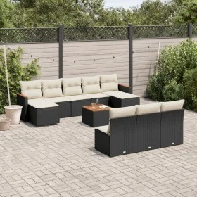 Set de sofás de jardín 11 pzas y cojines ratán sintético negro de , Conjuntos de jardín - Ref: Foro24-3258794, Precio: 566,61...