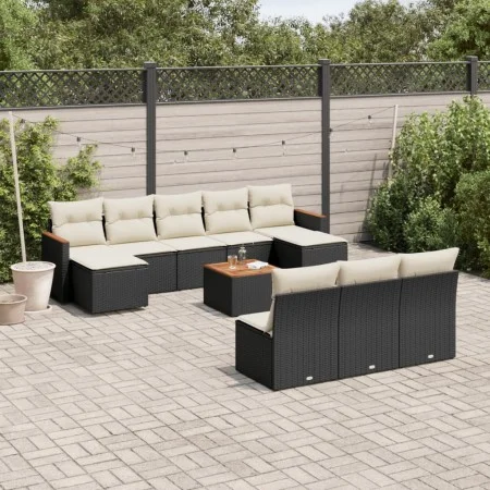 Set de sofás de jardín 11 pzas y cojines ratán sintético negro de , Conjuntos de jardín - Ref: Foro24-3258794, Precio: 566,61...