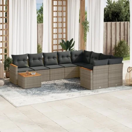 Garden sofa set 10 pieces with gray synthetic rattan cushions by , Garden sets - Ref: Foro24-3258721, Price: 589,12 €, Discou...