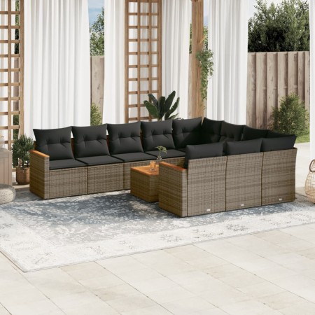Set de sofás de jardín 11 pzas y cojines ratán sintético gris de , Conjuntos de jardín - Ref: Foro24-3258749, Precio: 620,43 ...