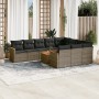 Set de sofás de jardín 11 pzas y cojines ratán sintético gris de , Conjuntos de jardín - Ref: Foro24-3258749, Precio: 620,43 ...