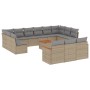Set sofás de jardín 14 pzas con cojines ratán sintético beige de , Conjuntos de jardín - Ref: Foro24-3258867, Precio: 861,97 ...
