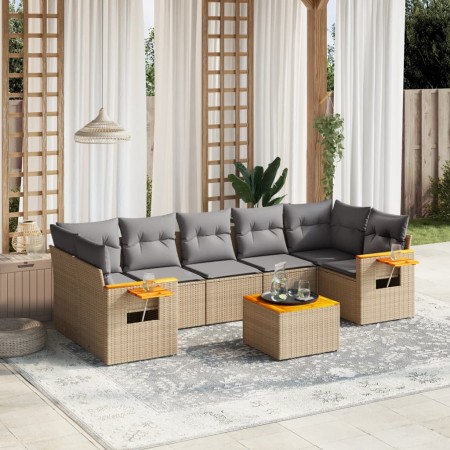 Juego de sofás de jardín con cojines beige 8 pzas ratán PE de , Conjuntos de jardín - Ref: Foro24-3259056, Precio: 523,59 €, ...