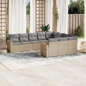 Garden sofa set with beige cushions 10 pieces synthetic rattan by , Modular outdoor sofas - Ref: Foro24-3251826, Price: 650,4...