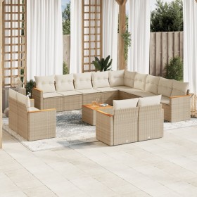 Set sofás de jardín 14 pzas con cojines ratán sintético beige de , Conjuntos de jardín - Ref: Foro24-3258936, Precio: 962,05 ...