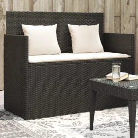 Banco de jardín con cojines ratán sintético negro de , Bancos de jardín - Ref: Foro24-365760, Precio: 224,62 €, Descuento: %