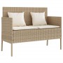 Banco de jardín con cojines ratán sintético beige de , Bancos de jardín - Ref: Foro24-365774, Precio: 168,11 €, Descuento: %