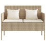 Banco de jardín con cojines ratán sintético beige de , Bancos de jardín - Ref: Foro24-365774, Precio: 168,11 €, Descuento: %