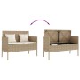 Banco de jardín con cojines ratán sintético beige de , Bancos de jardín - Ref: Foro24-365774, Precio: 168,11 €, Descuento: %