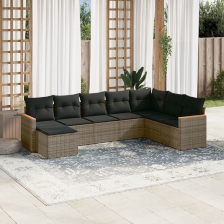 Set de sofás de jardín 8 pzas y cojines ratán sintético gris de , Conjuntos de jardín - Ref: Foro24-3258651, Precio: 499,71 €...