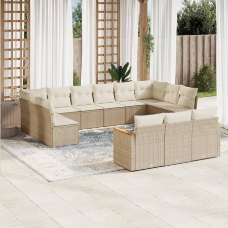 Set sofás de jardín con cojines 13 pzas ratán sintético beige de , Conjuntos de jardín - Ref: Foro24-3258859, Precio: 849,41 ...
