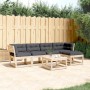 Juego de sofás de jardín 5 pzas con cojines madera maciza pino de , Conjuntos de jardín - Ref: Foro24-3217005, Precio: 475,05...