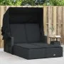 Double sun lounger with hood and black synthetic rattan cushions by , Loungers - Ref: Foro24-365807, Price: 361,92 €, Discoun...