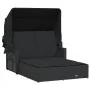 Double sun lounger with hood and black synthetic rattan cushions by , Loungers - Ref: Foro24-365807, Price: 361,92 €, Discoun...