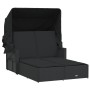 Tumbona doble con capota y cojines ratán sintético negro de , Tumbonas - Ref: Foro24-365807, Precio: 346,02 €, Descuento: %