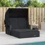 Double sun lounger with hood and black synthetic rattan cushions by , Loungers - Ref: Foro24-365807, Price: 361,92 €, Discoun...