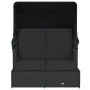 Double sun lounger with hood and black synthetic rattan cushions by , Loungers - Ref: Foro24-365807, Price: 361,92 €, Discoun...