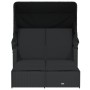 Tumbona doble con capota y cojines ratán sintético negro de , Tumbonas - Ref: Foro24-365807, Precio: 346,02 €, Descuento: %