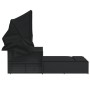 Tumbona doble con capota y cojines ratán sintético negro de , Tumbonas - Ref: Foro24-365807, Precio: 346,02 €, Descuento: %