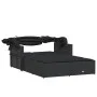 Double sun lounger with hood and black synthetic rattan cushions by , Loungers - Ref: Foro24-365807, Price: 361,92 €, Discoun...