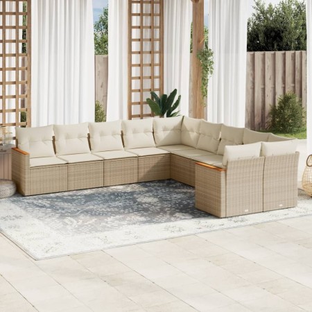 Juego de sofás jardín con cojines beige 10 pzas ratán sintético de , Conjuntos de jardín - Ref: Foro24-3258754, Precio: 643,0...