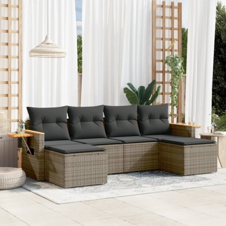 Set de muebles de jardín 6 pzas y cojines ratán sintético gris de , Conjuntos de jardín - Ref: Foro24-3259463, Precio: 372,11...