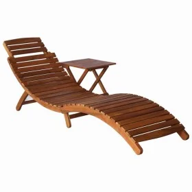 Tumbona con mesa madera maciza de acacia marrón de vidaXL, Tumbonas - Ref: Foro24-46653, Precio: 152,34 €, Descuento: %