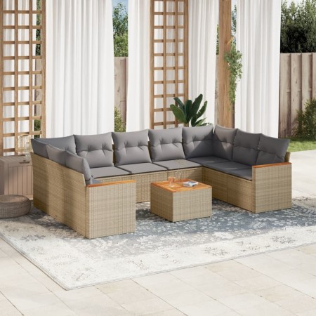 Juego de sofás jardín con cojines beige 10 pzas ratán sintético de , Conjuntos de jardín - Ref: Foro24-3258685, Precio: 644,2...