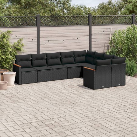 Set de sofás de jardín 8 piezas y cojines ratán sintético negro de , Conjuntos de jardín - Ref: Foro24-3258702, Precio: 618,5...