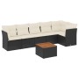 Set de comedor de jardín 7 pzas y cojines ratán sintético negro de , Conjuntos de jardín - Ref: Foro24-3223648, Precio: 376,9...