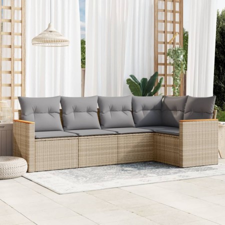 Juego de sofás jardín con cojines 5 pzas ratán sintético beige de , Conjuntos de jardín - Ref: Foro24-3258349, Precio: 348,59...