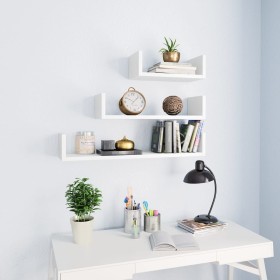 Estante de pared 3 piezas madera contrachapada blanco de vidaXL, Estantes y estanterías - Ref: Foro24-800198, Precio: 18,03 €...