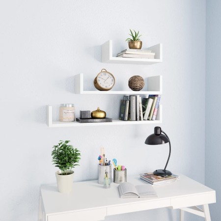 Estante de pared 3 piezas madera contrachapada blanco de vidaXL, Estantes y estanterías - Ref: Foro24-800198, Precio: 18,03 €...