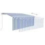 Manuell ausfahrbare Markise mit Rollo und blau-weißer LED 3x2,5 m von , Markisen - Ref: Foro24-3069261, Preis: 295,86 €, Raba...