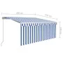 Manuell ausfahrbare Markise mit Rollo und blau-weißer LED 3x2,5 m von , Markisen - Ref: Foro24-3069261, Preis: 295,86 €, Raba...