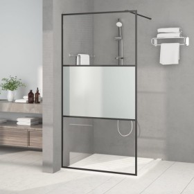 Mampara de ducha vidrio ESG semiesmerilado negro 100x195 cm de , Paredes y mamparas de ducha - Ref: Foro24-152107, Precio: 16...