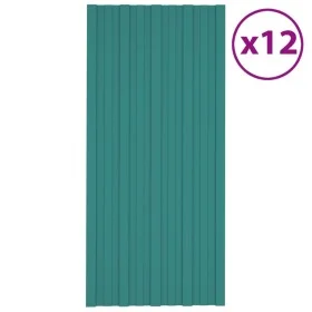 Green galvanized steel roof panel 12 units 100x45 cm by , Ceiling - Ref: Foro24-317211, Price: 75,52 €, Discount: %