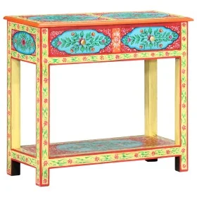 Mesa consola pintada a mano madera maciza de mango 80x35x75 cm de vidaXL, Mesas auxiliares - Ref: Foro24-286159, Precio: 189,...