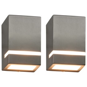 Lámparas de pared de exterior 2 uds 35 W plateado semicircular de , Iluminación de exterior - Ref: Foro24-45650, Precio: 34,2...