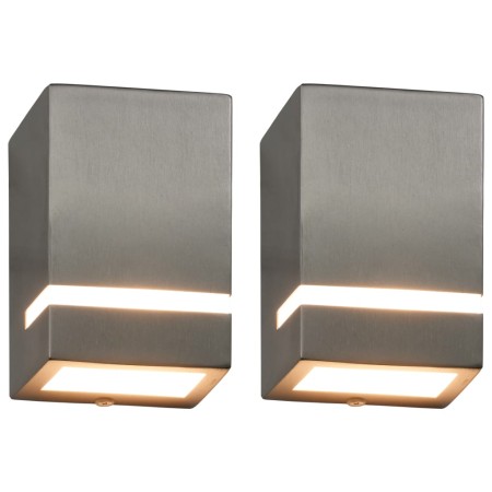 Lámparas de pared de exterior 2 uds 35 W plateado semicircular de , Iluminación de exterior - Ref: Foro24-45650, Precio: 34,2...