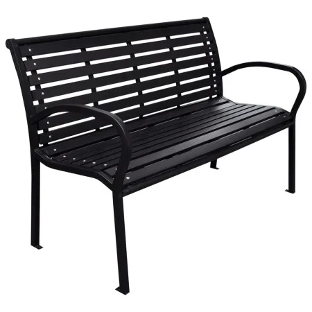 Banco de jardín acero y WPC negro 116 cm de , Bancos de jardín - Ref: Foro24-319578, Precio: 141,95 €, Descuento: %