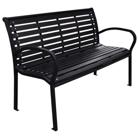 Banco de jardín acero y WPC negro 116 cm de , Bancos de jardín - Ref: Foro24-319578, Precio: 144,22 €, Descuento: %