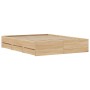 Cama con cajones madera ingeniería roble Sonoma 140x200 cm de , Camas y somieres - Ref: Foro24-3207275, Precio: 196,55 €, Des...