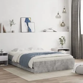 Cama con cajones madera ingeniería gris hormigón 135x190 cm de , Camas y somieres - Ref: Foro24-3207311, Precio: 178,74 €, De...